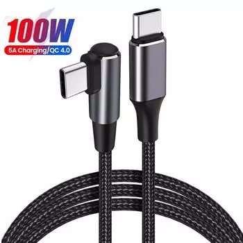 5A PD 100 Вт Тип C к USB C Зарядный кабель для Iphone 15 Pro Fast Elbow Двойная зарядка данных QC4.0 F0G9 silver-0.5m