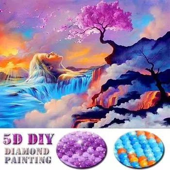 5D Алмазная вышивка Вишни в цвету Алмазная мозаика DIY Полный круглый алмаз Картина Шаблоны 20X30CM