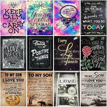 5D алмазная живопись «Текст Live Laugh Love», полная круглая картина с бриллиантами, наборы для вышивания, мозаика, украшения для дома, подарок Full Round 20x30CM
