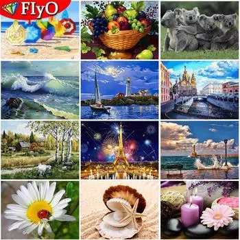 5D алмазный набор для рисования яблоко, фрукты, пляж, морской пейзаж, алмазная вышивка, вышивка крестом, водопад, картины из стразов, мозаичное украшение Full Round 20X30CM красный