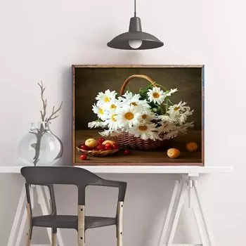 5D Diy Алмазная картина Хризантемы в корзине Набор для вышивки крестом Полная алмазная вышивка Мозаика Искусство Картина из стразов Декор Подарок Full Round 20x30cm