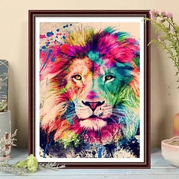 5D DIY Алмазная картина Цветной Лев Набор для вышивки крестом Мозаика Алмазная вышивка Роза Полный круглый/квадратный дрель Украшение дома Round 30x40cm