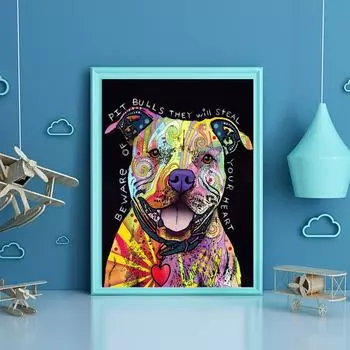 5D DIY Алмазная картина Цветной Питбуль Набор для вышивки крестом Мозаика Алмазная вышивка Роза Полный круглый/квадратный дрель Украшение дома Round 30x40cm