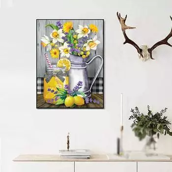 5D Diy Алмазная картина Цветочная композиция Набор для вышивки крестом Полная алмазная вышивка Мозаика Искусство Картина из стразов Декор Подарок Full Round 20x30cm