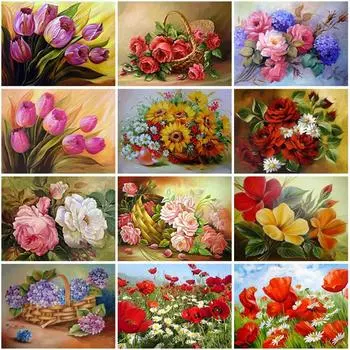 5D DIY Алмазная картина Цветок Набор для вышивки крестом Полный круглый дрель Вышивка Мозаика Искусство Стразы Домашний Декор Стены Искусства Подарок Full Round 20x30CM