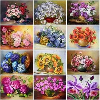 5D DIY Алмазная картина Цветок Набор для вышивки крестом Мозаика Цветочная Алмазная вышивка Роза Полный круглый дрель Домашнее украшение Full Round 20x30CM