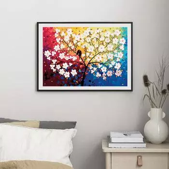 5D DIY Алмазная картина Цветущее дерево Набор для вышивки крестиком Мозаика Алмазная вышивка Роза Полный круглый/квадратный дрель Украшение дома Round 30x40cm
