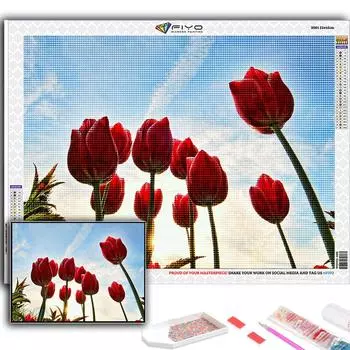 5D DIY Алмазная картина Цветы Тюльпаны Вышивка крестиком Алмазная художественная вышивка Мозаика Домашний деко Full Round 20X30CM