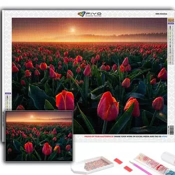 5D Diy Алмазная картина Цветы Тюльпаны Вышивка крестиком Полная Алмазная вышивка Мозаика Full Round 20X30CM