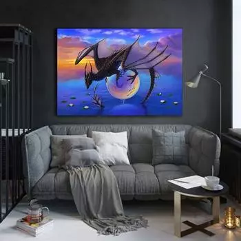 5D Diy Алмазная картина Динозавры, играющие в воде, набор стежков, полная алмазная вышивка, мозаика, художественная картина, декор из страз, подарок Full Round 20x30cm