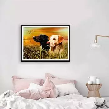 5D Diy Алмазная картина «Два щенка», набор для вышивки крестом, полная алмазная вышивка, мозаика, художественная картина, декор из страз, подарок Full Round 20x30cm