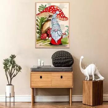 5D Diy Алмазная картина Грибные гномы Набор для вышивки крестиком Полная алмазная вышивка Мозаика Художественная картина Стразы Декор Подарок Full Round 20x30cm