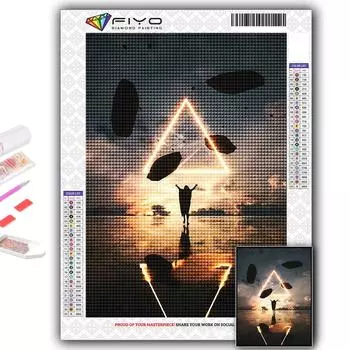 5D DIY Алмазная картина Киберпанк Геометрическая эстетика Вышивка крестом Алмазная художественная вышивка Мозаика Домашний декор Full Round 20X30CM