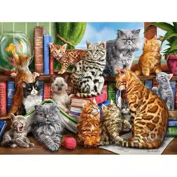 5d Diy Алмазная картина Кошка Полный дрель Круглая Алмазная мозаика Животное Изображение Стразы Вышивка Full Round 20x30CM