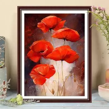 5D DIY Алмазная картина Красный цветок Набор для вышивки крестом Мозаика Алмазная вышивка Роза Полный круглый/квадратный дрель Украшение дома Round 30x40cm