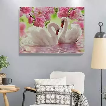 5D DIY Алмазная картина Лебеди в любви Набор для вышивки крестом Мозаика Алмазная вышивка Роза Полный круглый/квадратный дрель Украшение дома Round 30x40cm