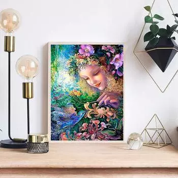 5D DIY Алмазная картина Лесной эльф Набор для вышивки крестом Мозаика Алмазная вышивка Роза Полный круглый квадратный дрель Украшение дома Square 40x60cm
