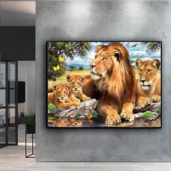 5D Diy Алмазная картина Лев Набор для вышивки крестом Полный Алмазная вышивка Мозаика Художественная картина Стразы Декор Подарок Full Round 20x30cm