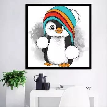 5D Diy Алмазная картина Маленький пингвин от дождя Алмазная вышивка Полный набор аниме Наборы для вышивки крестом Домашний декор Подарок ручной работы Round 30x30cm