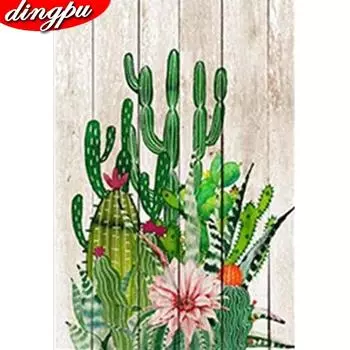 5d Diy Алмазная картина Мозаика Кактус Алмазная вышивка Пейзаж 30x30CM