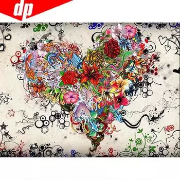 5D DIY Алмазная картина Мультфильм Любовь Полный круглый горный хрусталь Картина Вышивка 20X30