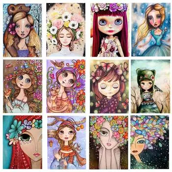 5D DIY Алмазная картина Набор Большая голова Красота Искусство Алмазная вышивка Стразы Украшения для дома Round 20x30cm