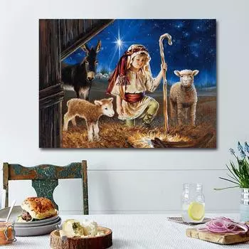 5D DIY Алмазная картина Овцы и люди Стразы Наборы Алмазная вышивка крестиком Домашний декор 20X30CM