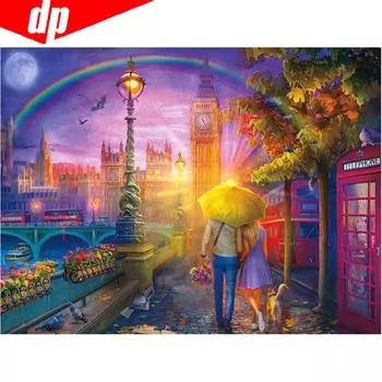 5D DIY Алмазная картина Пара Полный дисплей Вышивка Картинки Стразы 20X30