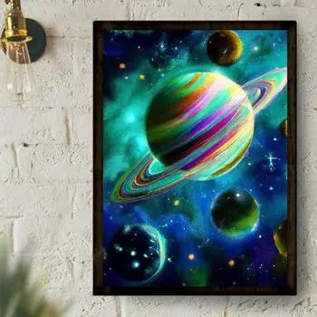 5D DIY Алмазная картина Планета Вселенная Набор для вышивки крестом Мозаика Алмазная вышивка Полный круглый/квадратный дрель Украшение дома Round 30x40cm