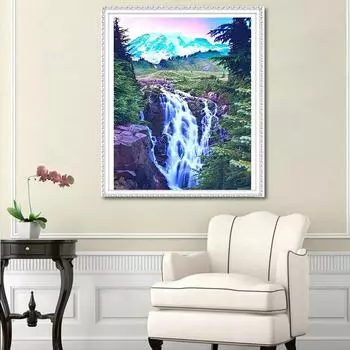 5D DIY Алмазная картина Поток Набор для вышивки крестом Мозаика Алмазная вышивка Роза Полный Круг/Квадрат Украшение для дома Round 30x40cm