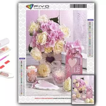 5D Diy Алмазная картина Розовые розы Вышивка крестиком Полная алмазная вышивка Мозаика Full Round 20X30CM