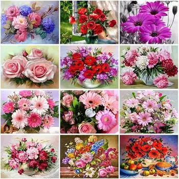 5D DIY Алмазная картина с Дейзи, цветок, вышивка крестиком, Алмазная вышивка, роза, полная круглая дрель, художественная мозаика, домашний декор, подарок Full Round 15x20CM
