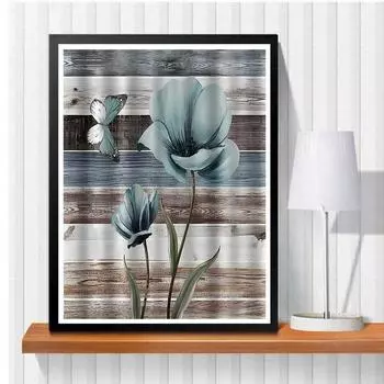 5D DIY Алмазная картина Серые цветы Набор для вышивки крестом Мозаика Алмазная вышивка Роза Полный круглый квадратный дрель Украшение дома Round 30x40cm