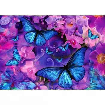 5D DIY Алмазная картина Синяя бабочка Набор для вышивки крестом Мозаика Алмазная вышивка Роза Полный круглый/квадратный дрель Украшение дома Round 20x30cm