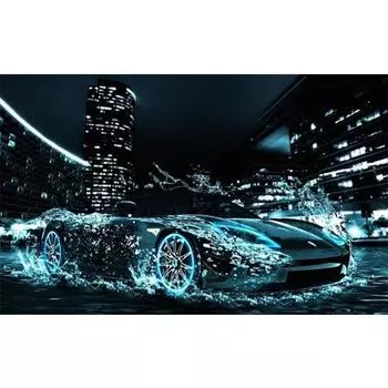 5D DIY Алмазная картина Скорость автомобиля Алмазная вышивка Полный набор мозаики Вышивка крестом Домашний декор Подарки ручной работы Round 20x30cm