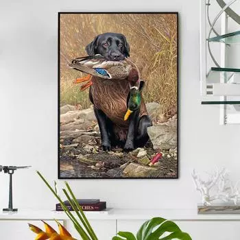 5d Diy Алмазная картина Собачья охота Полный круглый смолы Алмазная вышивка Крестом Свадебные украшения 20X30CM