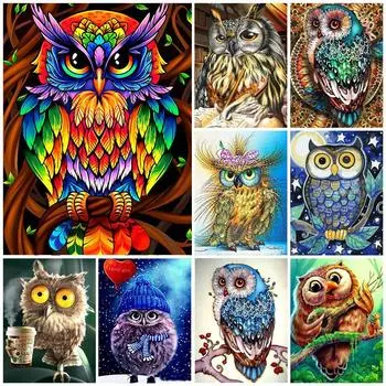 5D DIY Алмазная картина Сова, набор для вышивки крестом, полная дрель, круглая Алмазная вышивка, мозаика с животными, художественная картина, Декор из стразов Full Round 20x30CM