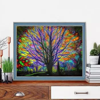 5D DIY Алмазная картина Странное дерево Набор для вышивки крестом Мозаика Алмазная вышивка Роза Полный круглый квадратный дрель Украшение дома Round 30x40cm