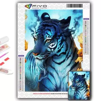 5D DIY Алмазная картина Свирепый зверь Тигр Вышивка крестиком Алмазная художественная вышивка Мозаика Домашний деко Full Round 20X30CM