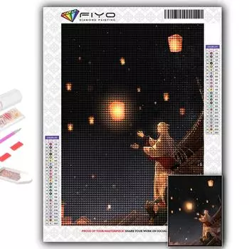 5D DIY Алмазная картина Thaise Lampion и цветок лотоса Светильник Вышивка крестом Алмазная художественная вышивка Мозаика Домашний декор Full Round 20X30CM