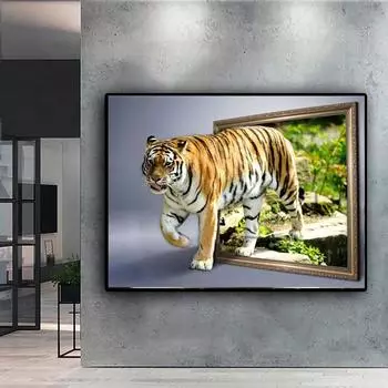 5D Diy Алмазная картина Тигр Набор для вышивки крестом Полный Алмазная вышивка Мозаика Художественная картина Стразы Декор Подарок Full Round 20x30cm