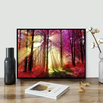 5D DIY Алмазная картина Утренний лес Набор для вышивки крестом Мозаика Алмазная вышивка Роза Полный круглый/квадратный дрель Украшение дома Round 30x40cm