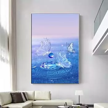 5D DIY Алмазная картина Водяная бабочка Набор для вышивки крестиком Мозаика Алмазная вышивка Роза Полный круглый/квадратный дрель Украшение дома Round 30x40cm