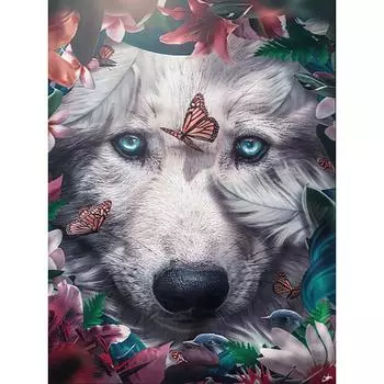 5D DIY Алмазная картина Волк и бабочка Набор для вышивки крестом Мозаика Алмазная вышивка Роза Полный Круг/Квадрат Украшение для дома Round 20x30cm