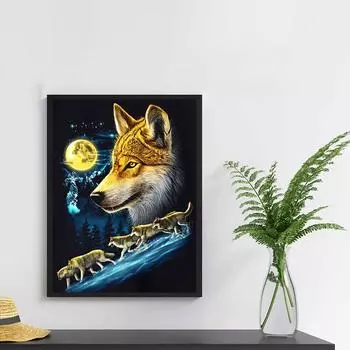 5D DIY Алмазная картина Волк Набор для вышивки крестом Мозаика Алмазная вышивка Полный круглый квадратный дрель Украшение дома Round 40x50cm