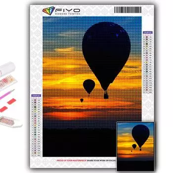 5D Diy Алмазная картина Воздушный шар Вышивка крестом Полный Алмазная вышивка Мозаика Full Round 20X30CM