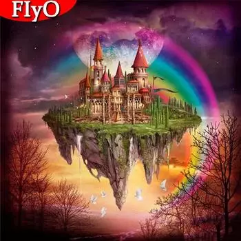 5D DIY Алмазная картина Замок Rhinestone Kit Полный дрель Алмазная вышивка Пейзаж Ремесло Украшение дома Full Round 30x30CM