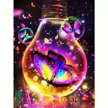 5D Diy Алмазная картина Животное Бабочка Полный круглый вышивка Мозаика Лампа Домашний декор 30x40 см 30x40cm NO Frame