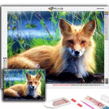 5D Diy Алмазная картина Животное Лиса Вышивка крестиком Полный Алмазная вышивка Мозаика Full Round 20X30CM