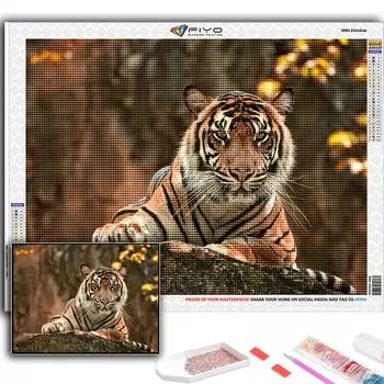 5D Diy Алмазная картина Животное Тигр Вышивка крестом Полный Алмазная вышивка Мозаика Full Round 20X30CM